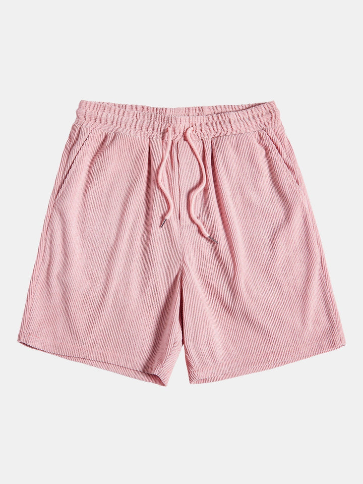 Short Sleeve Corduroy Shirt with Buttons and Shorts