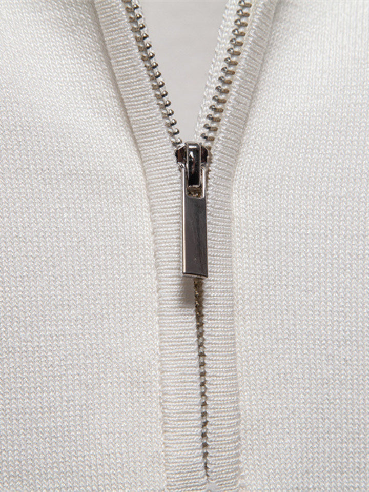 Knitted Polo with Zipper and Contrast Trim