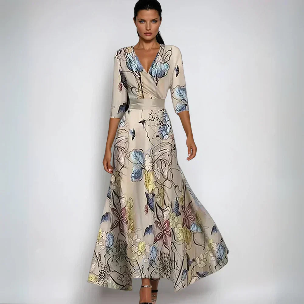 Janoa™ | Elegant Floral Wrap Maxi Dress