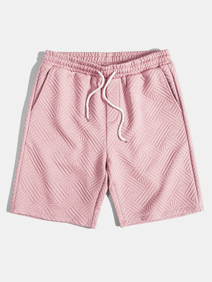 Striped Jacquard Button-Up Shirt & Drawstring Shorts