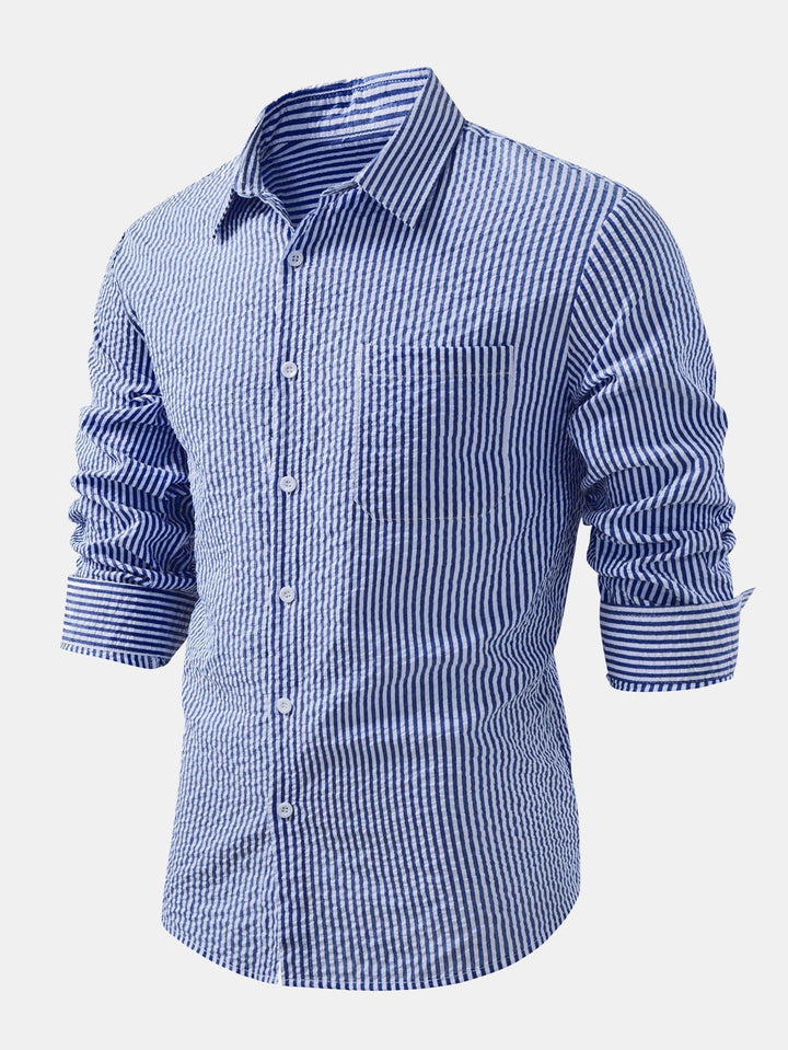 Button-Up Striped Seersucker Shirt