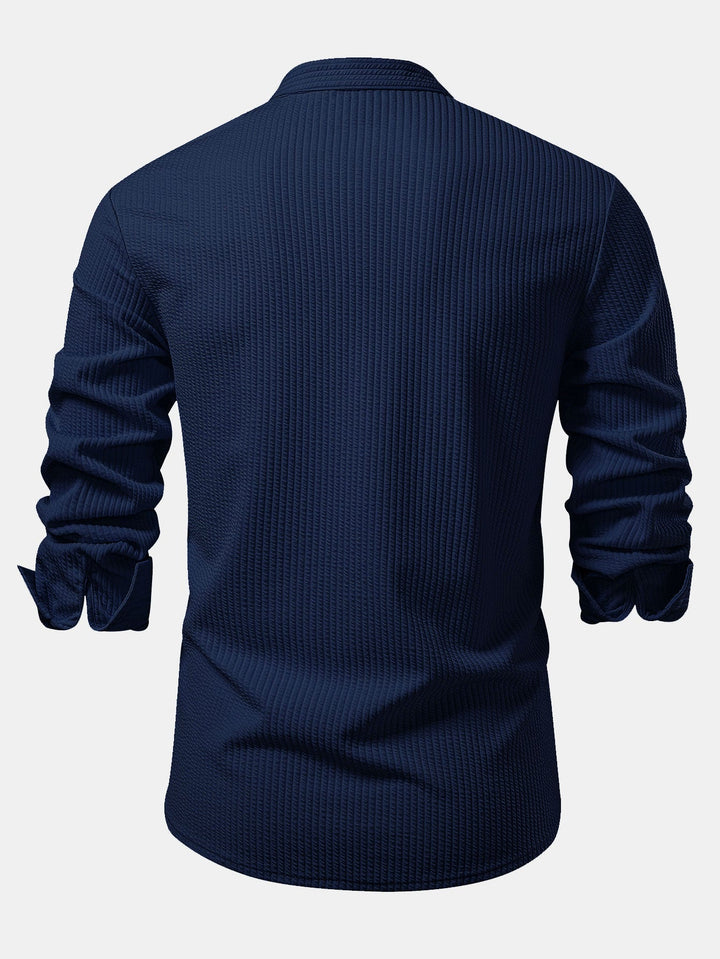 Ribbed High Neck Shirt, Muscle Fit, Long Sleeves