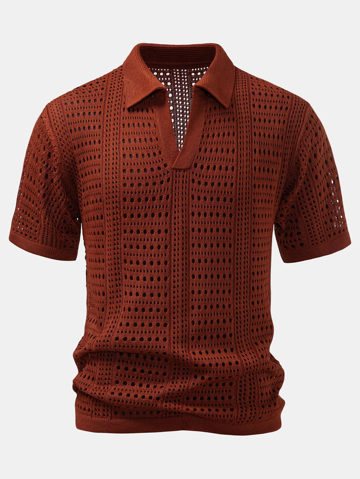 V-Neck Polo Shirt with Hook