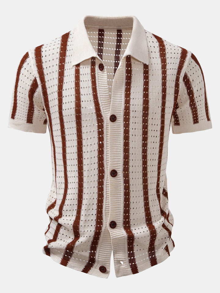 Striped Eyelet Knit Shirt