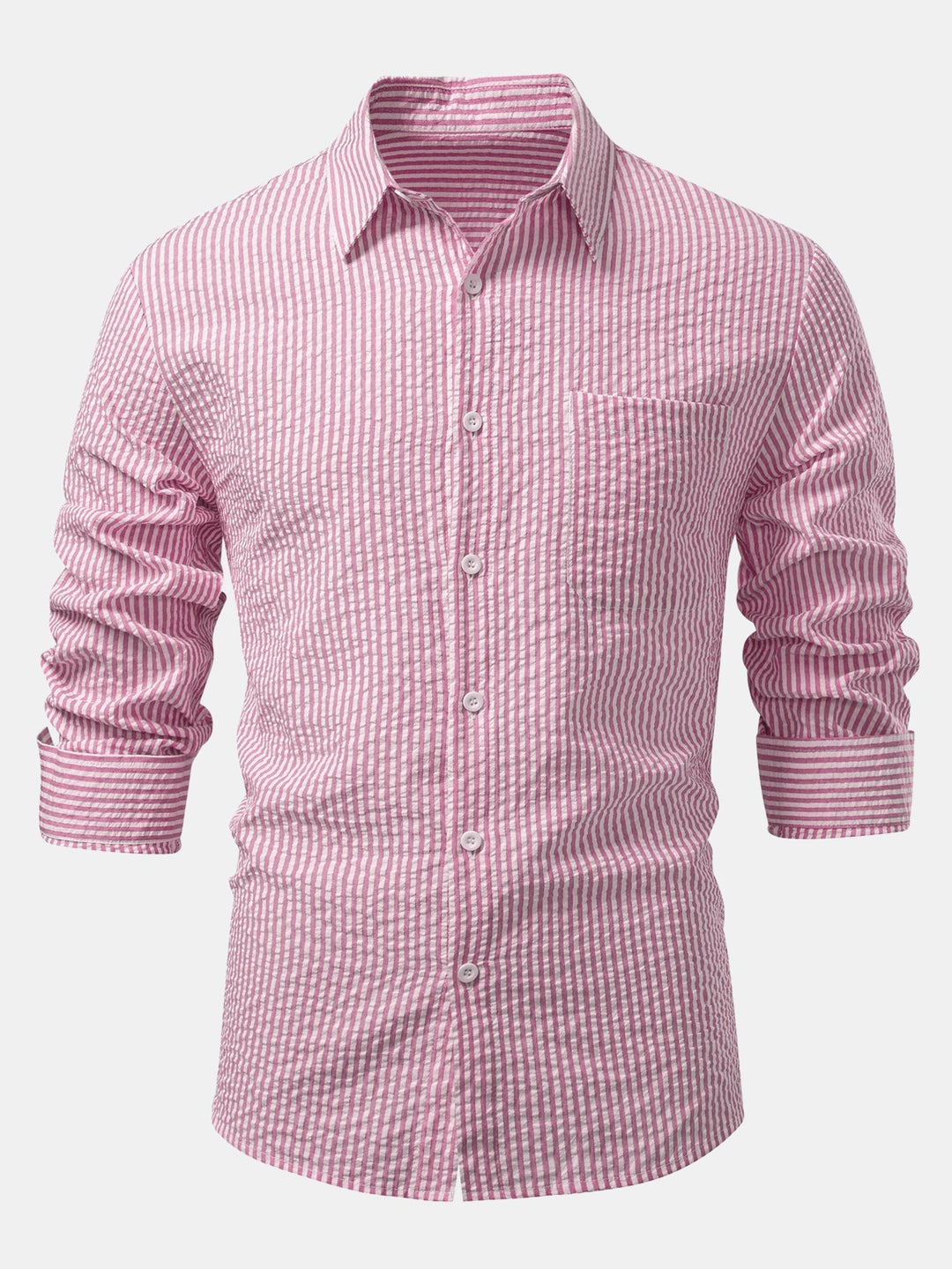 Button-Up Striped Seersucker Shirt