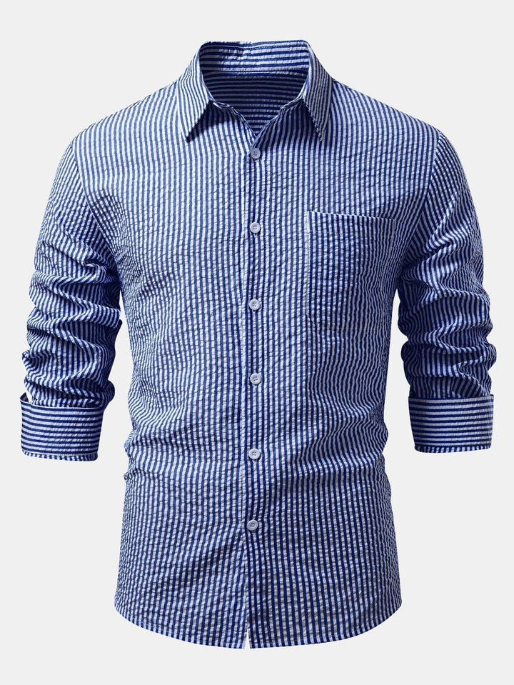 Button-Up Striped Seersucker Shirt