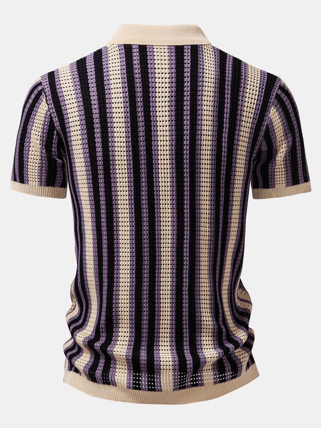 Striped Eyelet Crochet Shirt