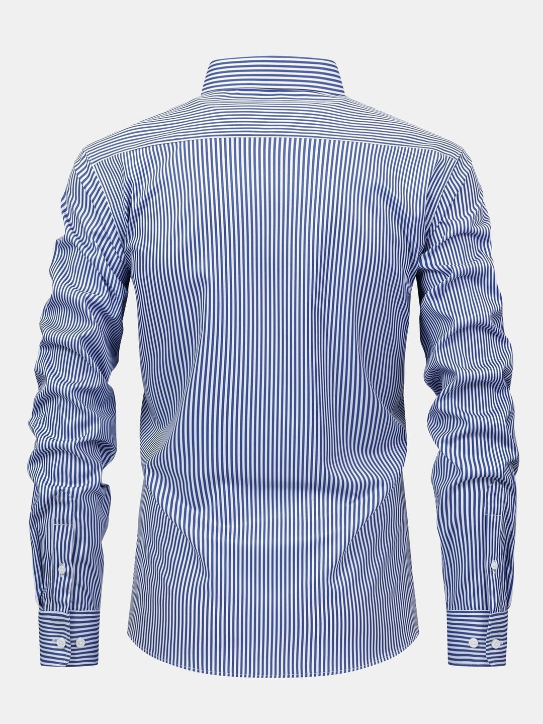 Long Sleeve Striped Shirt with Buttons & Elastic Waist Straight Pants