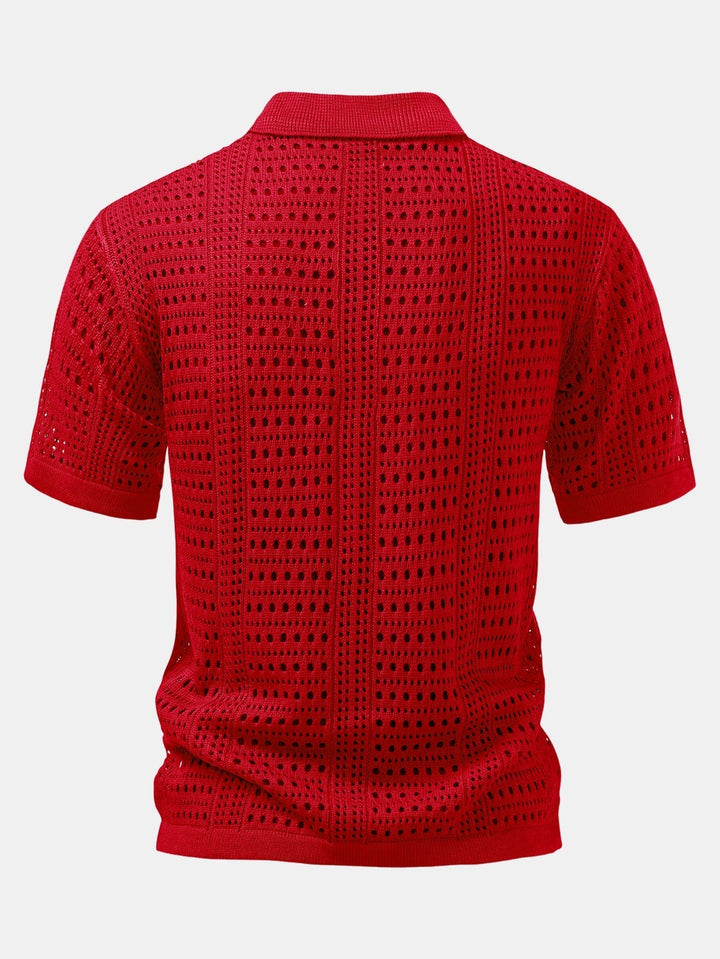 V-Neck Polo Shirt with Hook
