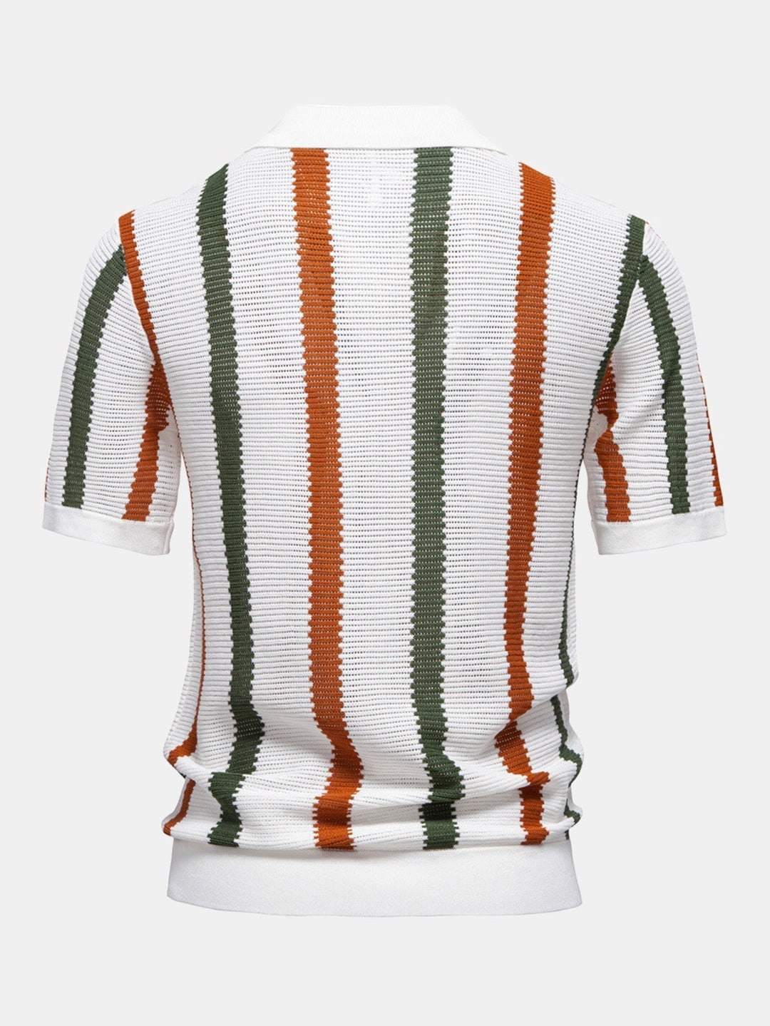 V-Neck Striped Knit Polo