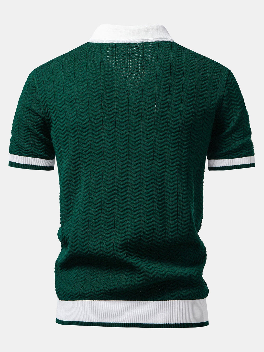 Textured Knit V-Neck Polo