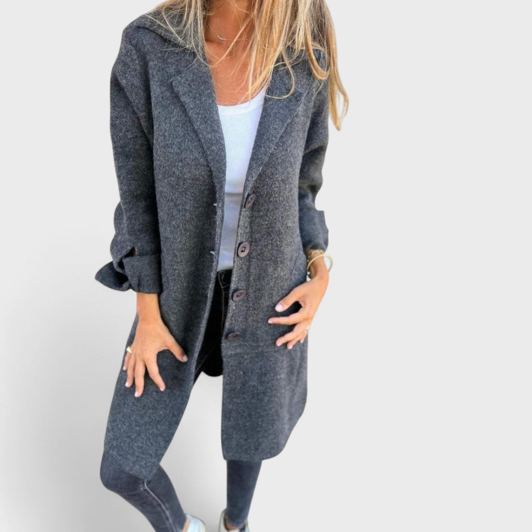 Lapelled Casual Long Coat by Maila