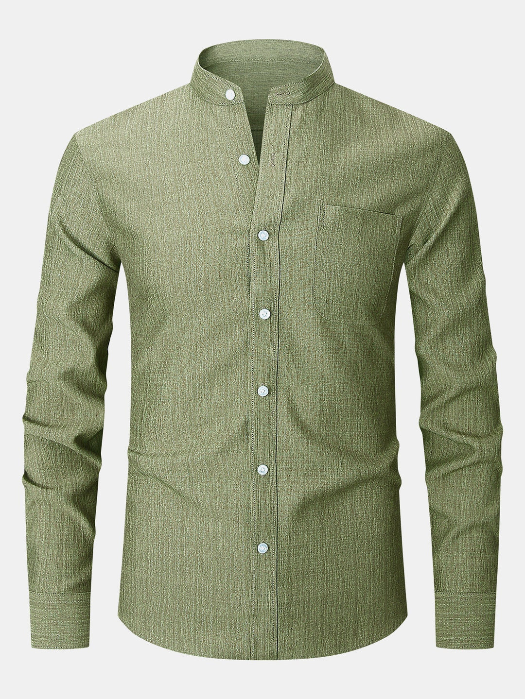 Textured Shirt with High Collar and Long Sleeves