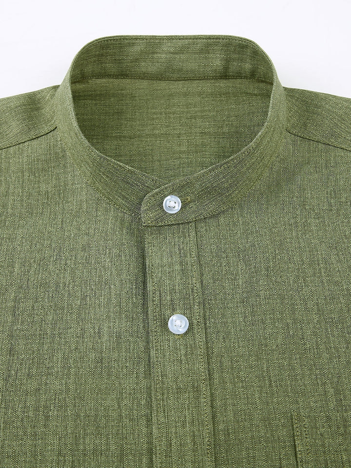 Textured Shirt with High Collar and Long Sleeves