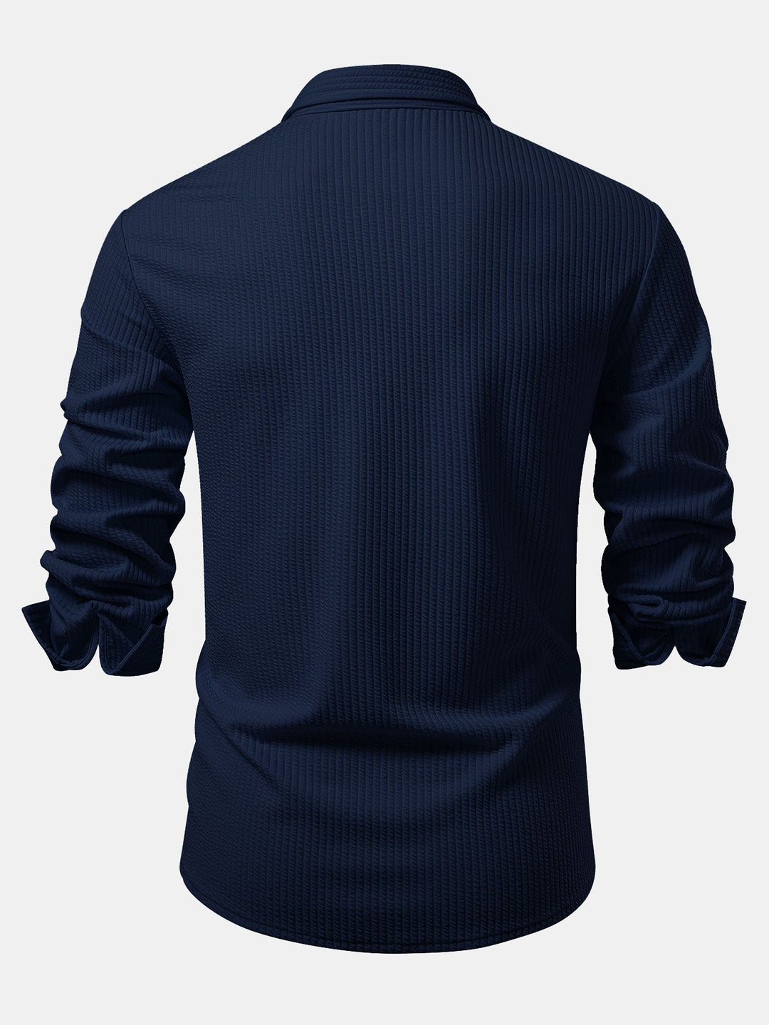Ribbed Long Sleeve Muscle Fit Shirt, Buttoned & Ribbed Straight Leg Pants
