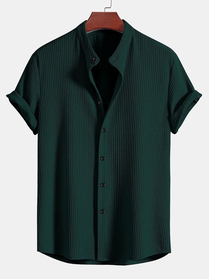Muscle Ribbed Collar Shirt and Shorts