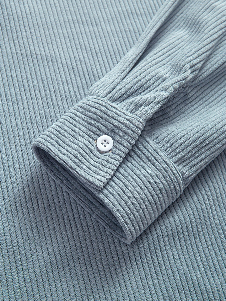 Corduroy patchwork shirt and straight corduroy pants